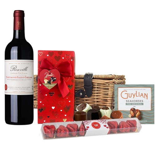 Roseville Bordeaux 75cl Red Wine And Chocolate Love You Hamper